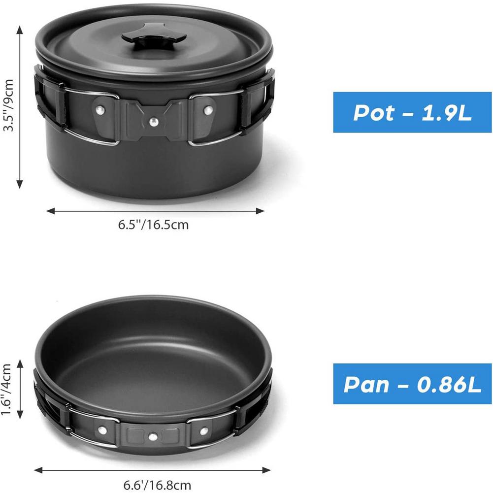 Camping Portable Pot Pan Cup Teaport Set Folding Outdoor Cooking Set Hiking Picnic Tableware Tool