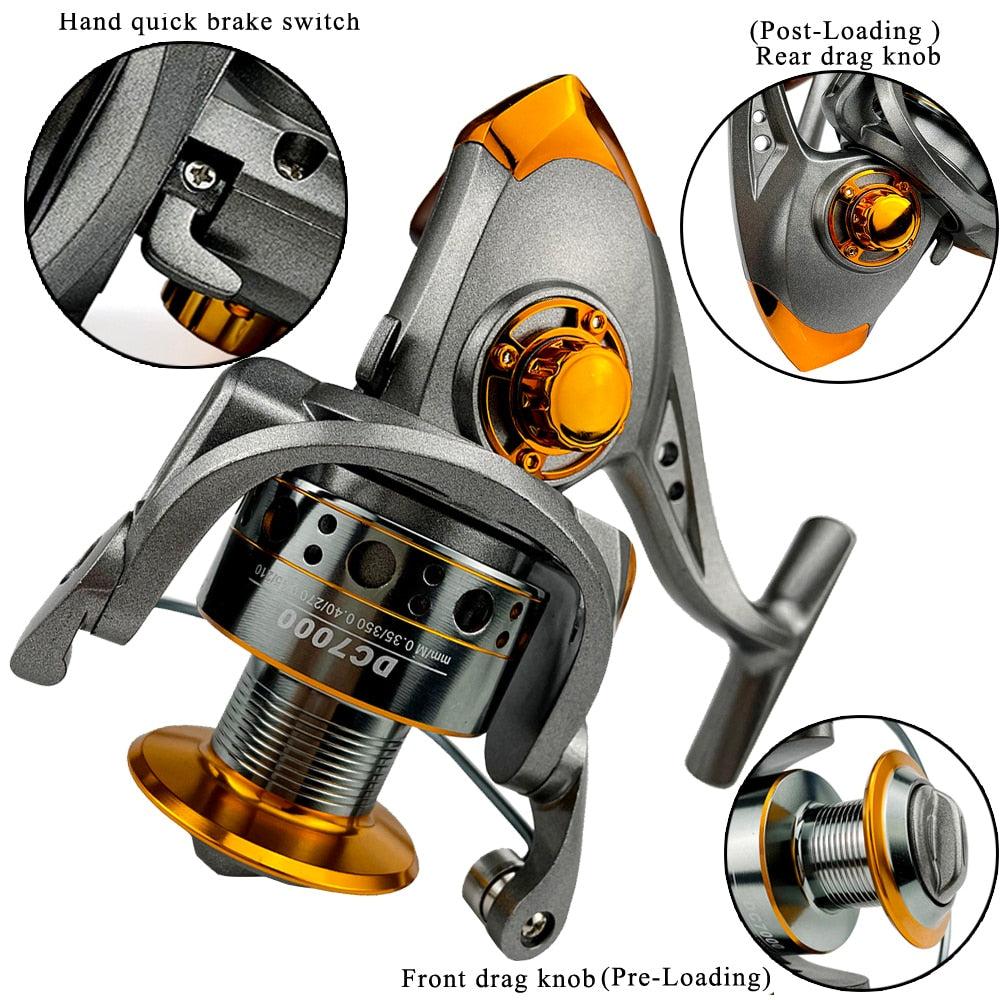 GHOTDA Fishing Reel Spinning  Metal Spool Spinning Wheel for Sea Fishing Carp Fishing