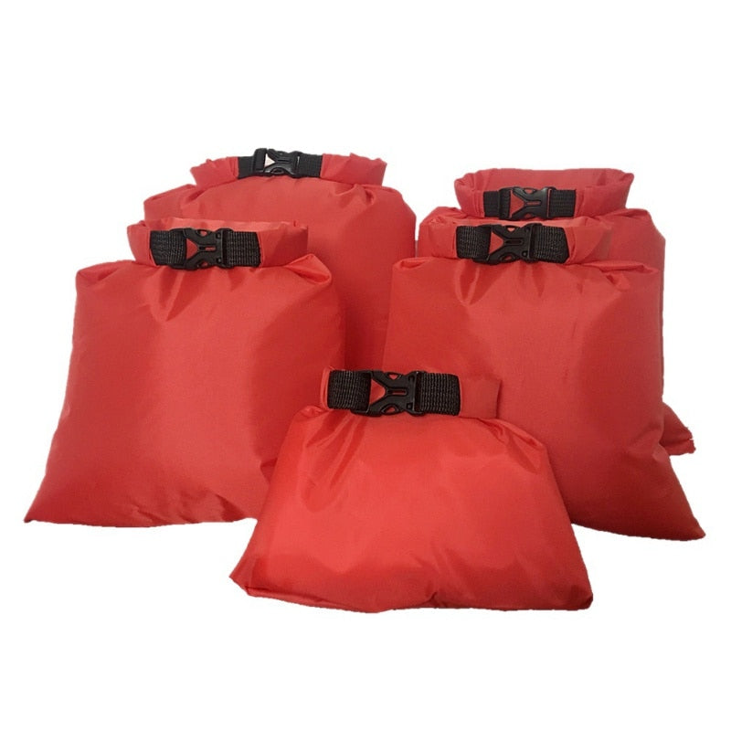 5pcs Waterproof Dry Bag Outdoor Beach Buckled Storage Sack Travel Drifting Swimming