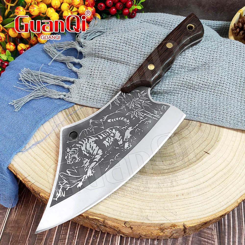 8 Inch Stainless Steel Butcher Knife Fishing Hunting Handmade Forged Bone Knife Meat Cleaver