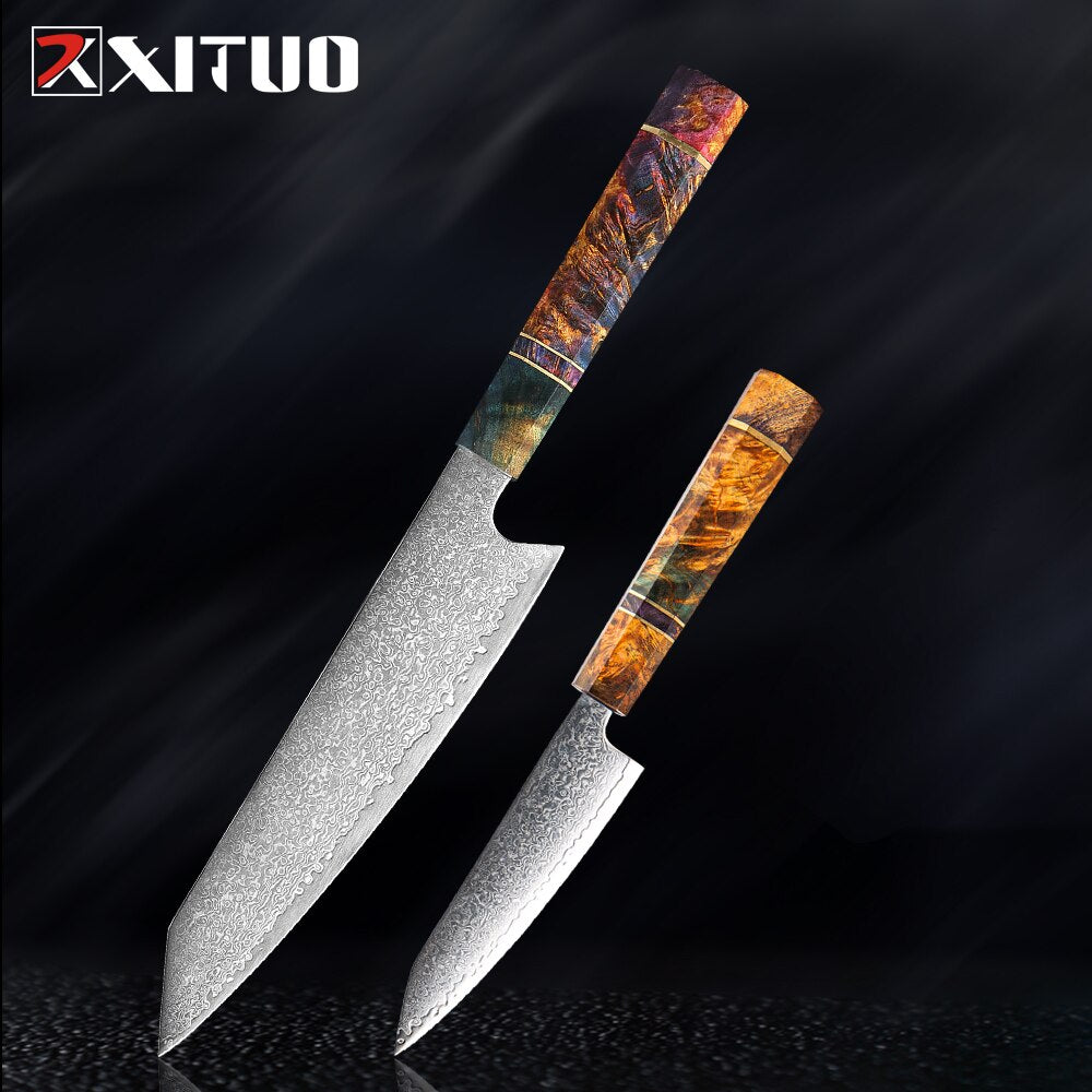 XITUO 2-5PCS Knives Set Nakiri Knife Japanese Damascus Steel Chef Knife Unique Solidified