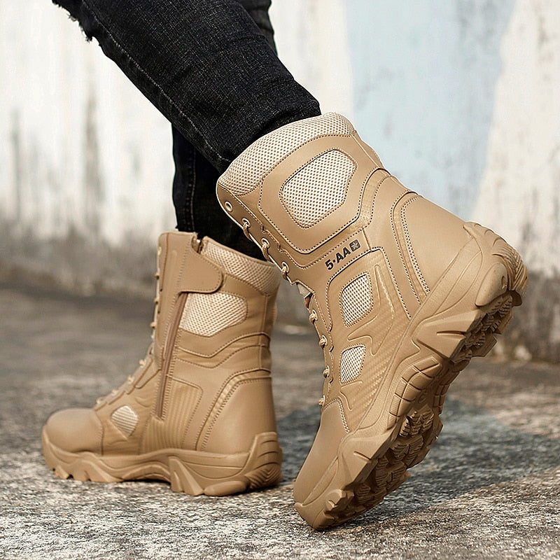 High Top Tactical Boots Men Shoes Waterproof Hiking Outdoor Hunting Mountain Desert Combat Military