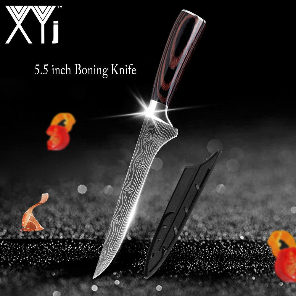 Kitchen Knife Set Stainless Steel Holder Gift Cover Bread Paring Nakiri Knives Cutter Tools