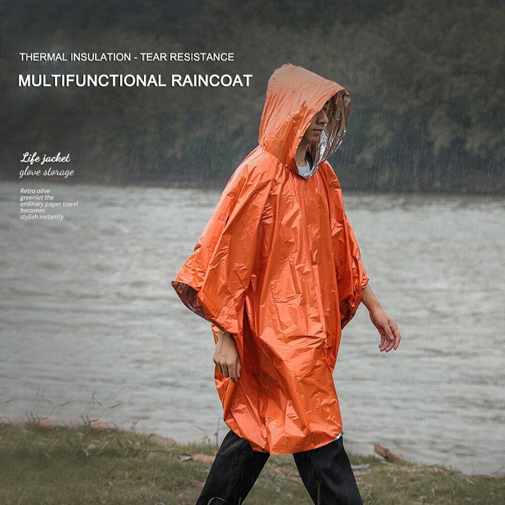 Waterproof Emergency Motorcycle Raincoat Aluminum Film Poncho Cold Insulation Rainwear