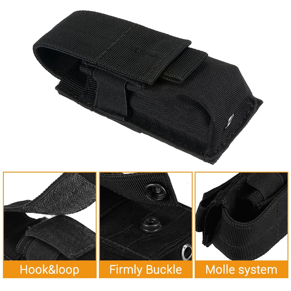 Magazine Pouch Military Single Pistol Mag Bag Molle Flashlight Pouch Torch Holder Case Outdoor