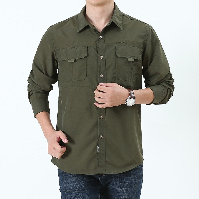 Summer Men Short Sleeve Army Shirts Quick Dry Turn Down Collar Tactical Shirt Outdoor