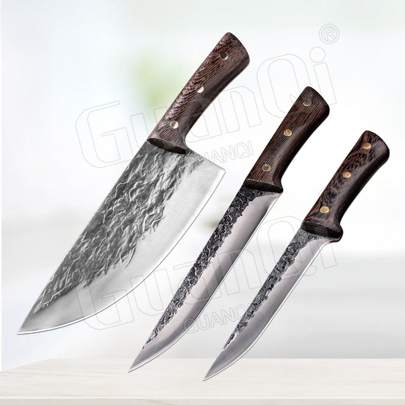 8 Inch Stainless Steel Butcher Knife Fishing Hunting Handmade Forged Bone Knife Meat Cleaver