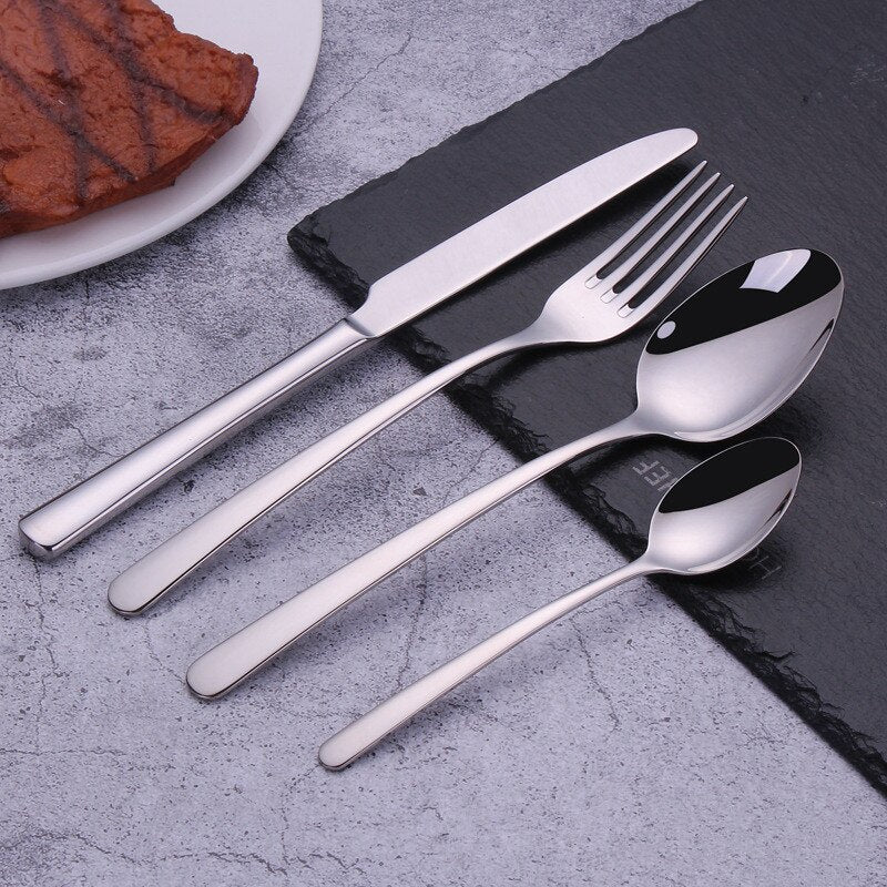 Forks Knives Spoons Stainless Steel Silverware Set Tableware Set Cutlery Knives Sets Tea