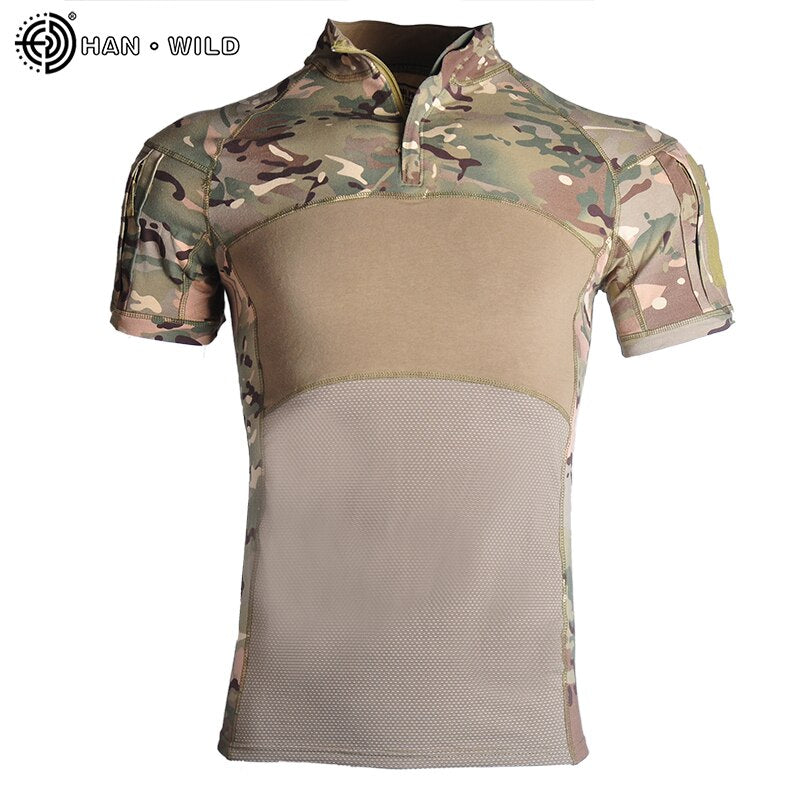 T-Shirts Men Sport Outdoor Military Tee Quick Dry Short Sleeve Shirt Hiking Hunting Army