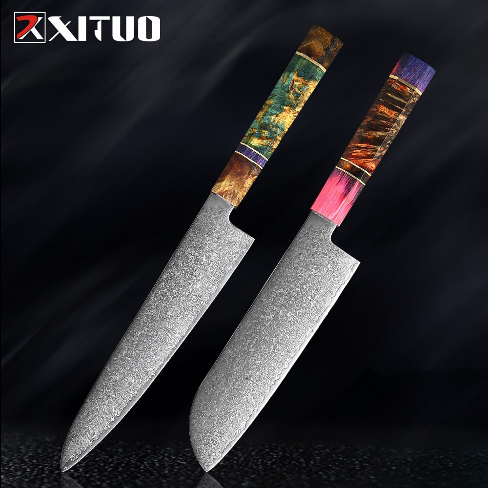 XITUO 2-5PCS Knives Set Nakiri Knife Japanese Damascus Steel Chef Knife Unique Solidified