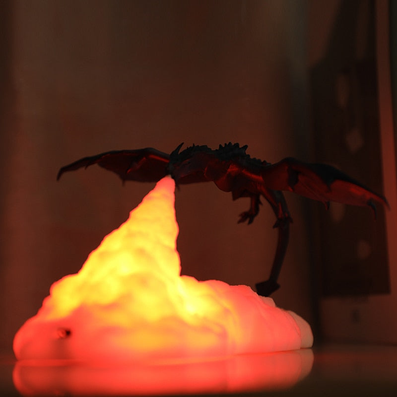 3D Print LED Fire Dragon Ice Dragon Lamps Night Light Rechargeable Soft Light