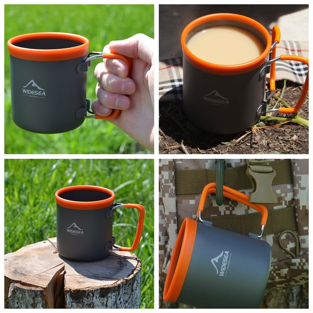 Widesea Camping Aluminum Cup Outdoor Mug Tourism Tableware Picnic Cooking Equipment