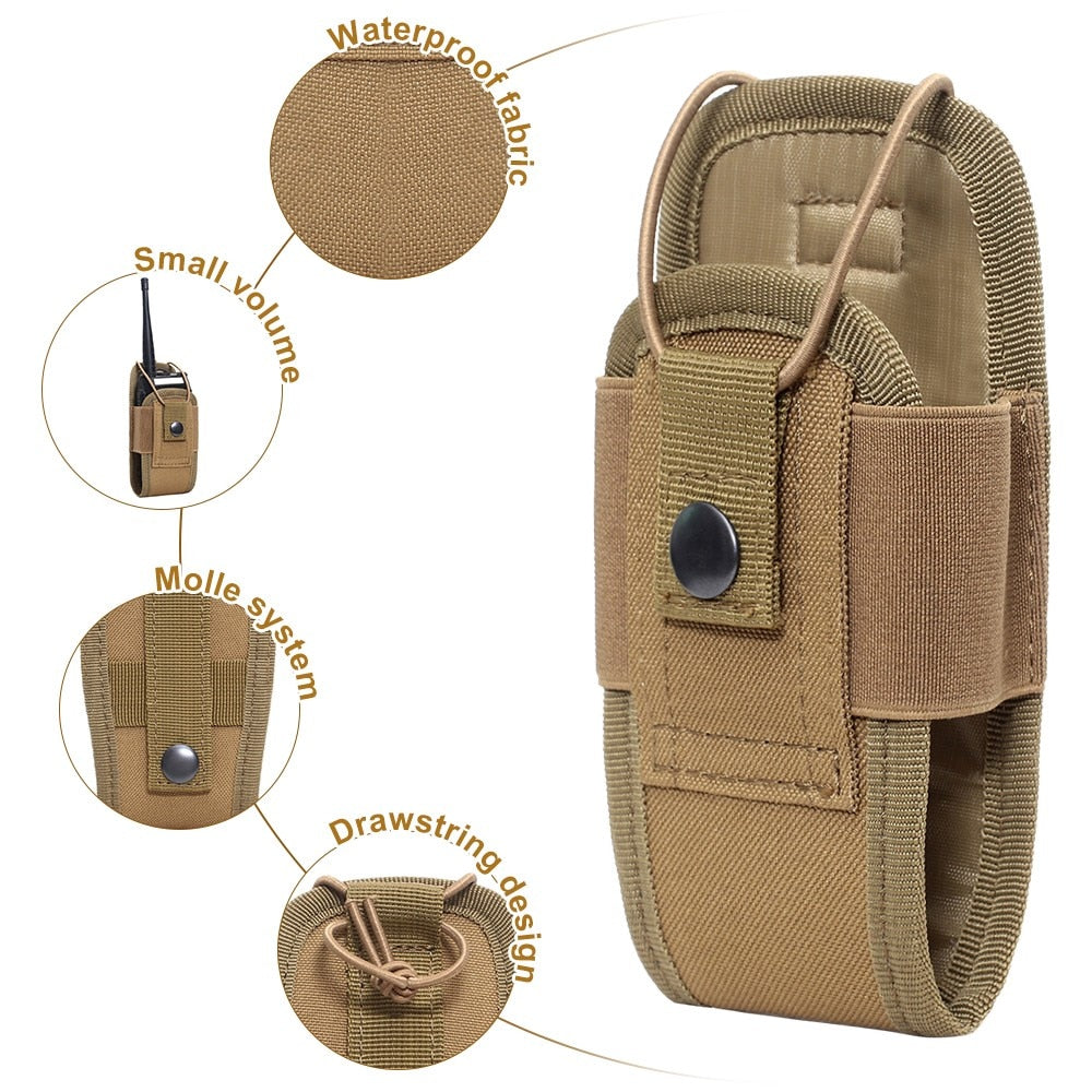 1000D Tactical Molle Radio Walkie Talkie Pouch Waist Bag Holder Pocket Portable Interphone