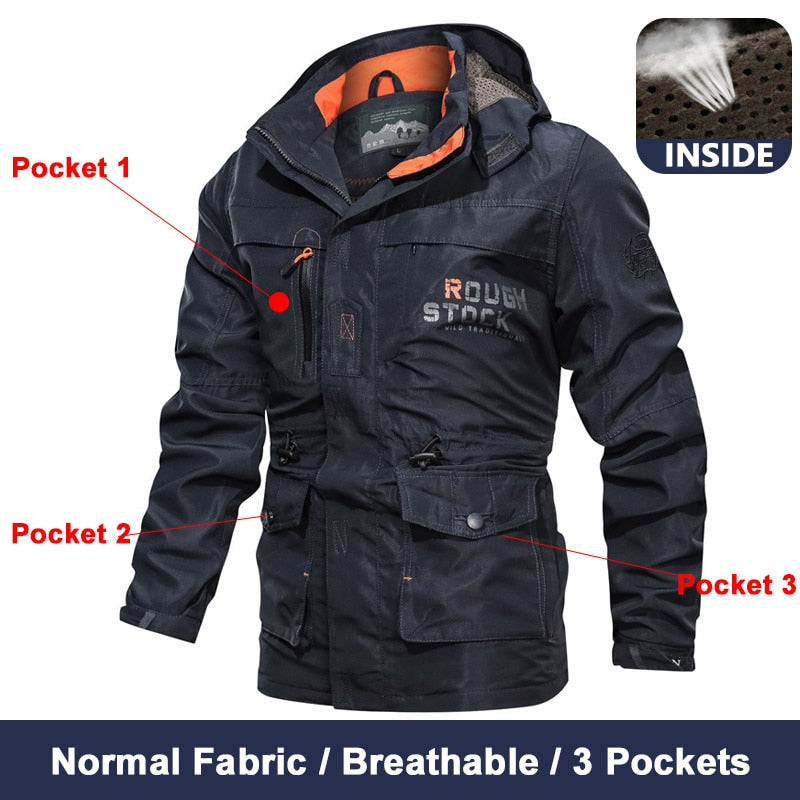 Spring Men Military Tactical Jackets Multi-Pockets Waterproof Casual Windbreaker Mens