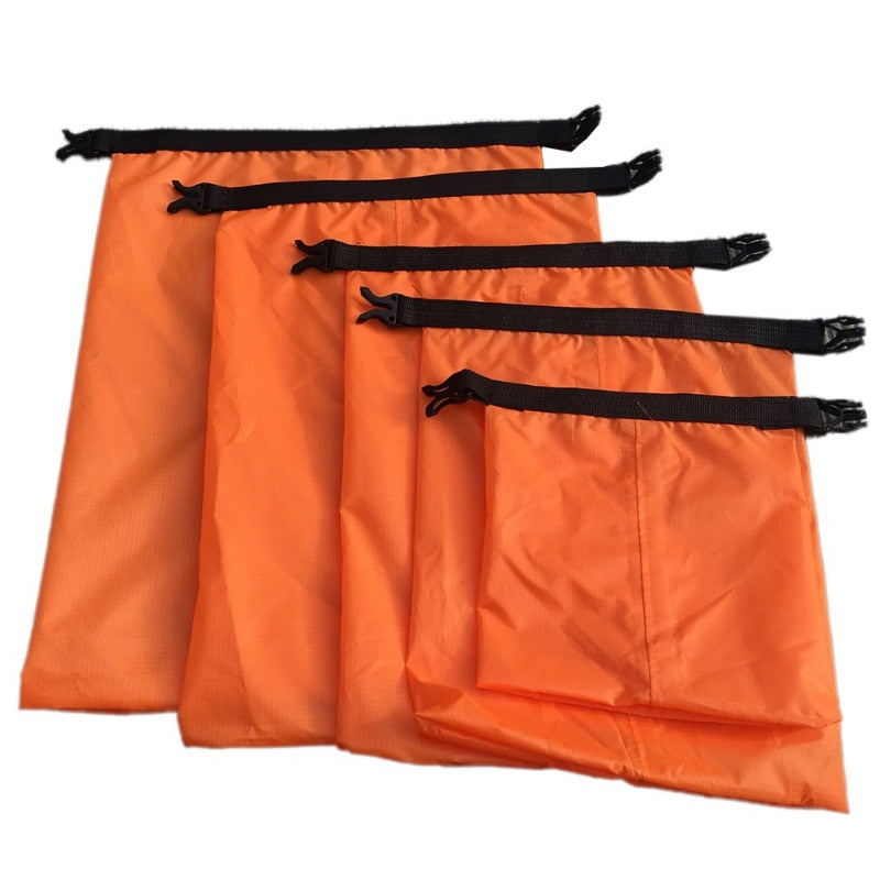 5pcs Waterproof Dry Bag Outdoor Beach Buckled Storage Sack Travel Drifting Swimming