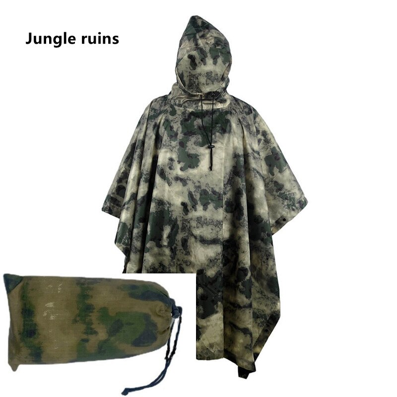 Outdoor Military Breathable Camouflage Poncho Jungle Tactical Raincoat Birdwatching Hiking