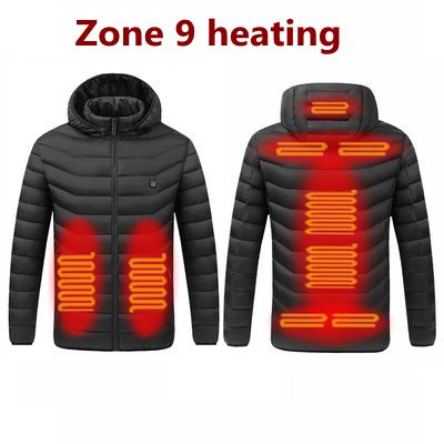 NWE Men Winter Warm USB Heating Jackets Smart Thermostat Pure Color Hooded Heated Jackets