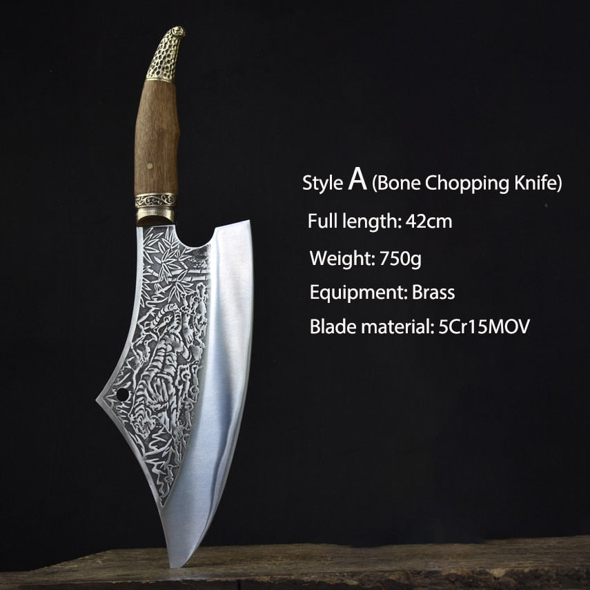 Cleaver Knives High-strength Steel Copper Head Hunting Chopper Broad Full Tang Knife Craft Gifts