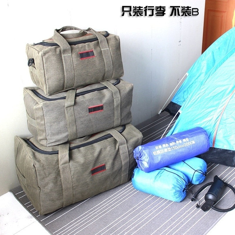 Large Capacity Canvas Travel Luggage Bag Outdoor Travel Duffle Bag