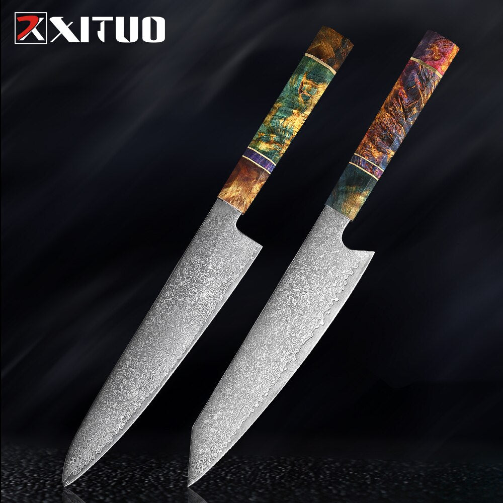 XITUO 2-5PCS Knives Set Nakiri Knife Japanese Damascus Steel Chef Knife Unique Solidified