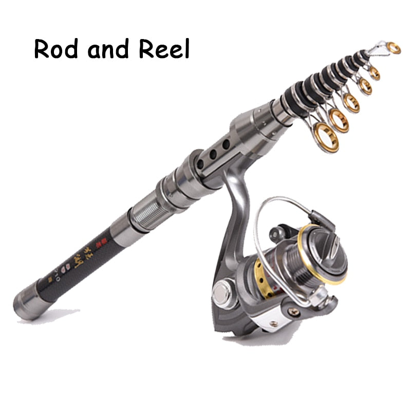 Professional Fishing Rod Carbon Fiber 1.5-2.4M Sea River Fishing Ultralight Telescopic Spinning