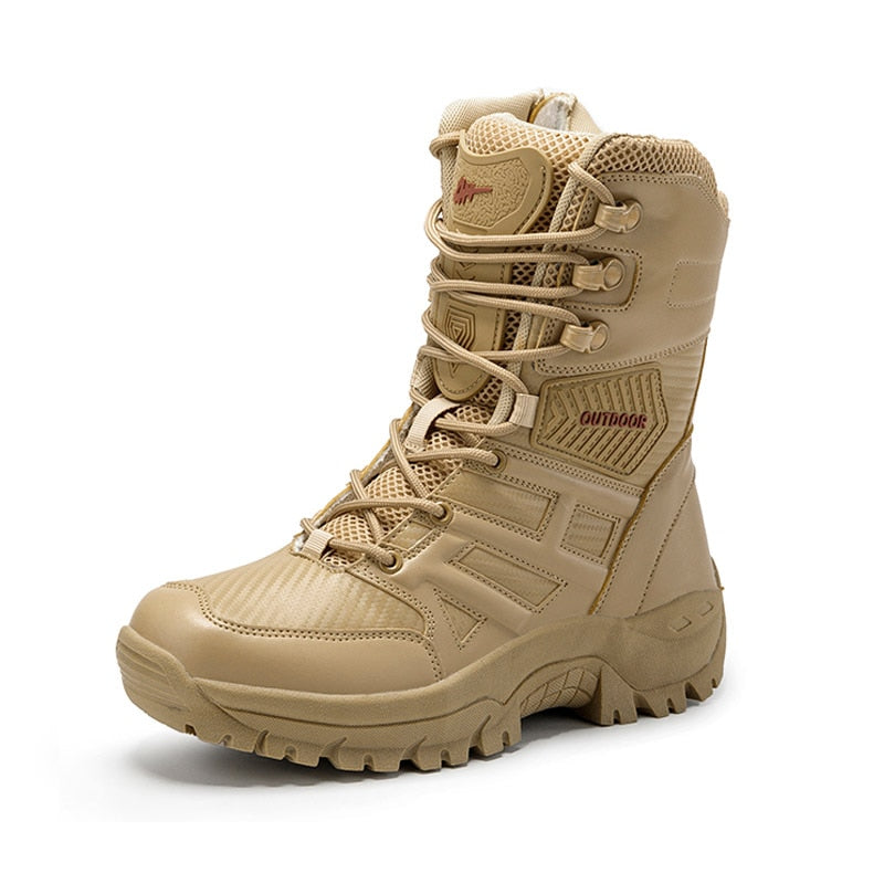 High Top Tactical Boots Men Shoes Waterproof Hiking Outdoor Hunting Mountain Desert Combat Military