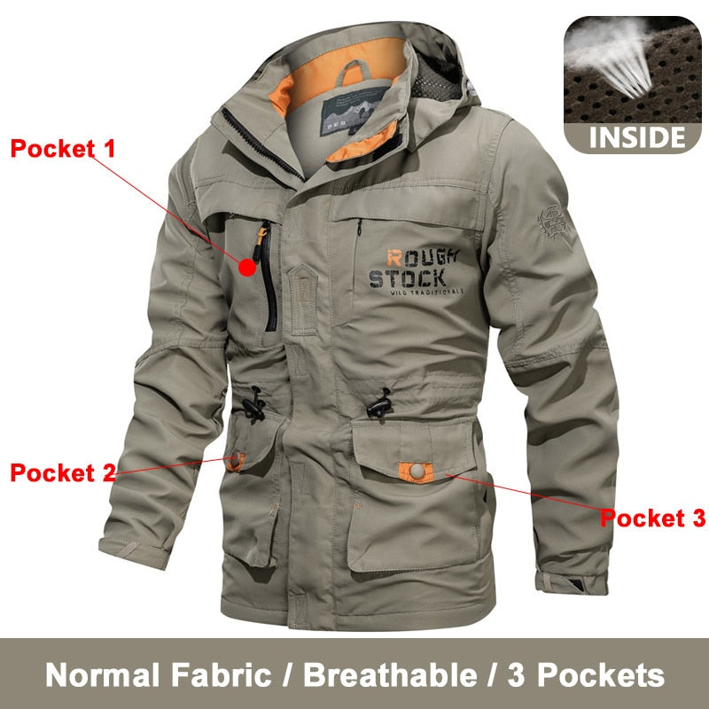 Spring Men Military Tactical Jackets Multi-Pockets Waterproof Casual Windbreaker Mens