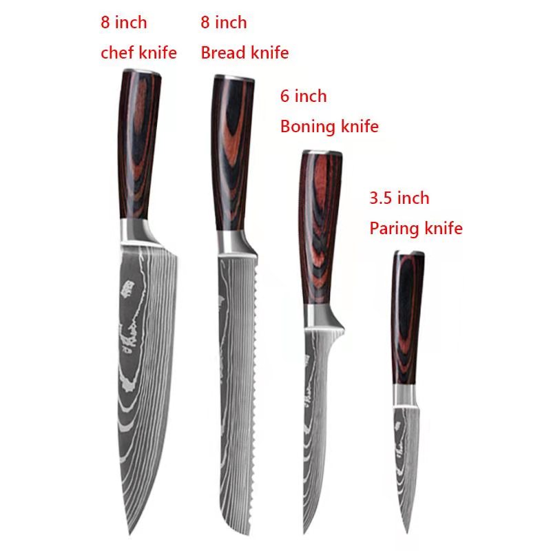 Stainless Steel Damascus Pattern Chef Knives Set Kitchen Set Butcher Boning Knife