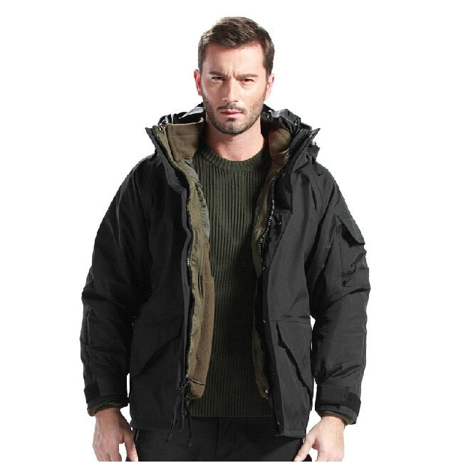 Men Winter Camouflage Thermal Thick Coat + Liner Parka Military Tactical Hooded