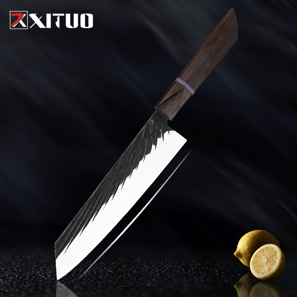 8 Sets Kitchen knives Handmade Forged Japanese Sharp Chef Knife 440C Steel Cleaver