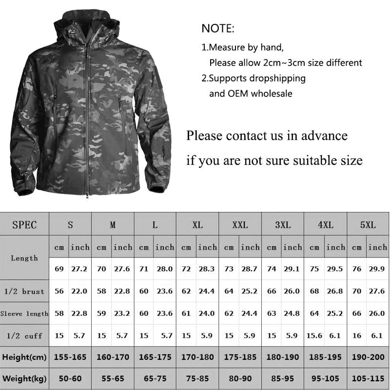 TAD Soft Shell Military Tactical Jacket Safari Men Waterproof Warm Windbreaker US Army