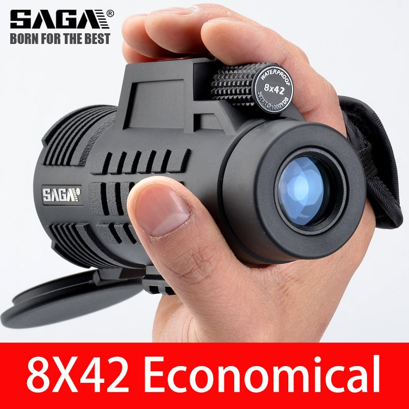 Saga Professional Monocular Telescope 8/10/12X42/50 Mini Telescopio Bak4 Prism Compact