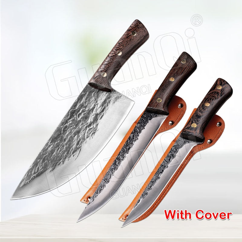 8 Inch Stainless Steel Butcher Knife Fishing Hunting Handmade Forged Bone Knife Meat Cleaver