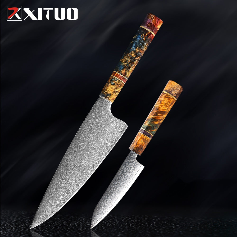 XITUO 2-5PCS Knives Set Nakiri Knife Japanese Damascus Steel Chef Knife Unique Solidified