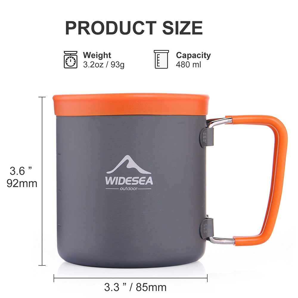 Widesea Camping Aluminum Cup Outdoor Mug Tourism Tableware Picnic Cooking Equipment