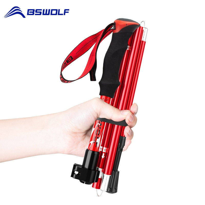 BSWolf Ultraligt Foldable Walking Sticks Camping Hiking Folding Trekking Poles Aluminum