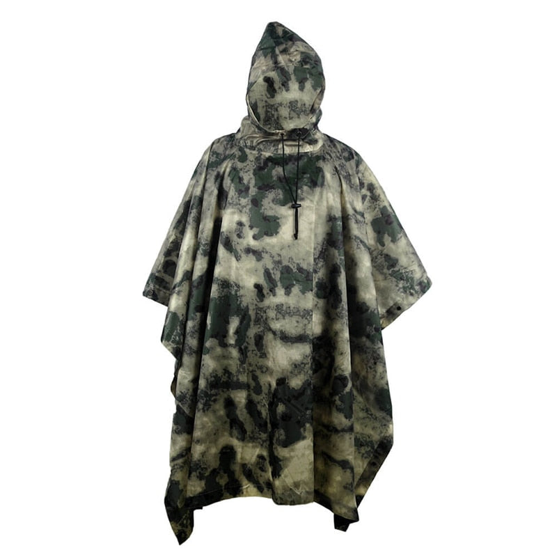 Outdoor Military Breathable Camouflage Poncho Jungle Tactical Raincoat Birdwatching Rain Gear