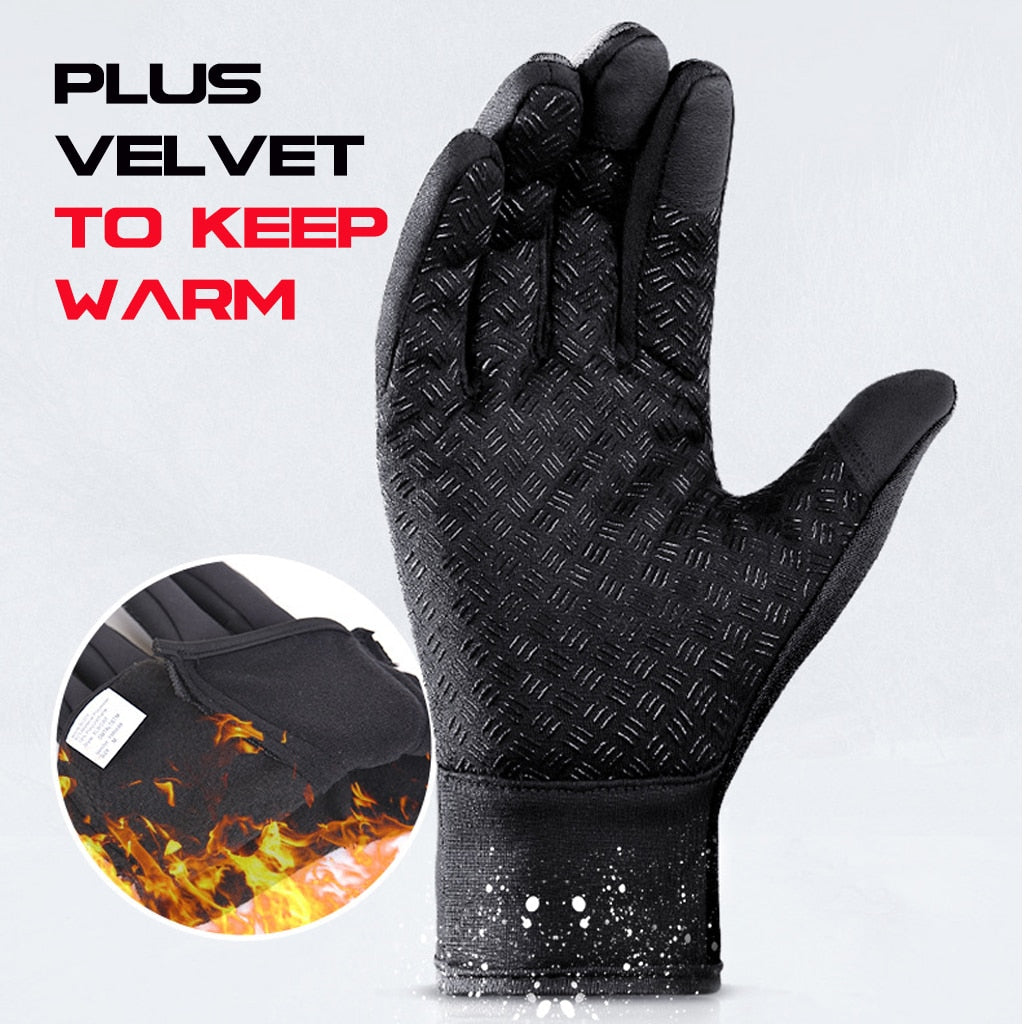 Winter Cycling Gloves Bicycle Warm Touchscreen Full Finger Gloves Waterproof Outdoor