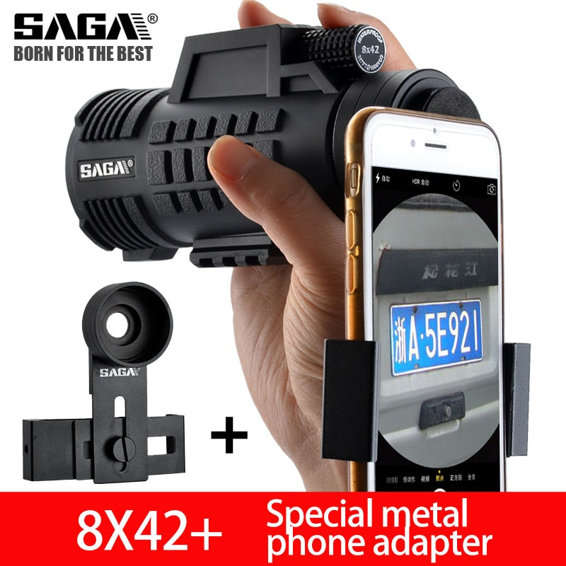 Saga Professional Monocular Telescope 8/10/12X42/50 Mini Telescopio Bak4 Prism Compact