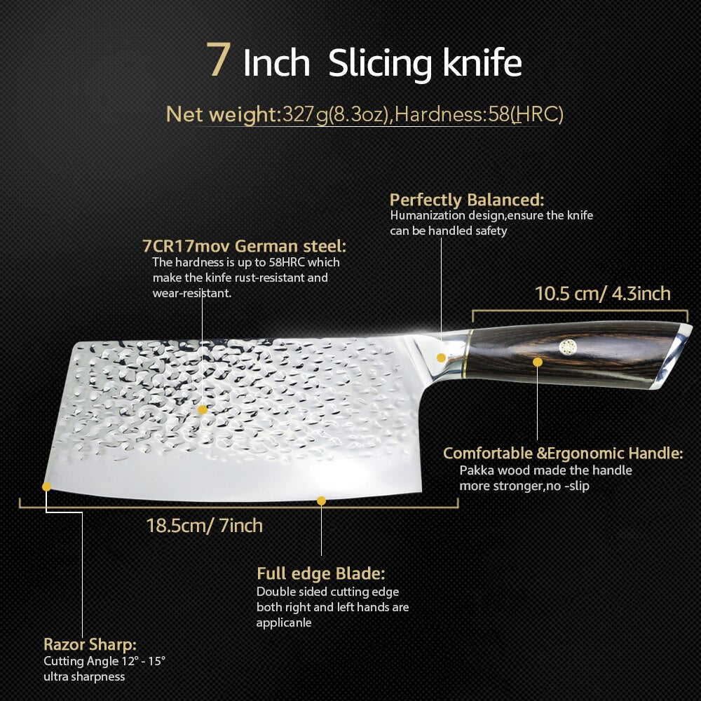 Chinese Kitchen Knives Meat Vegetables Slicing Knife Super Sharp Blade Stainless Steel Cleaver