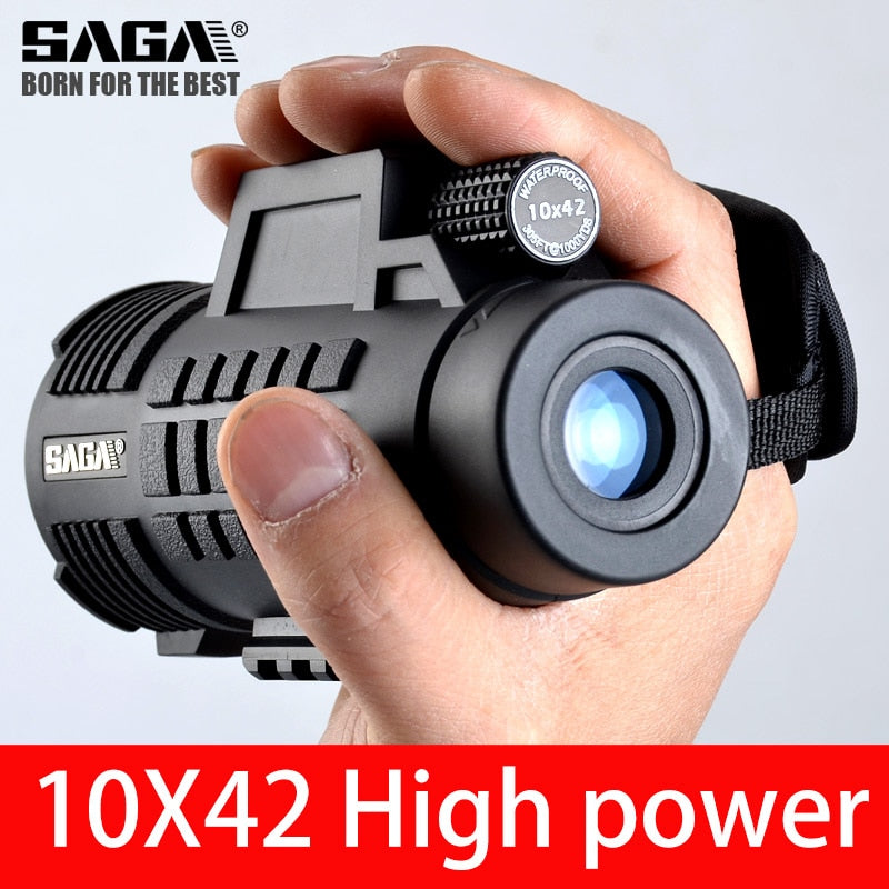 Saga Professional Monocular Telescope 8/10/12X42/50 Mini Telescopio Bak4 Prism Compact