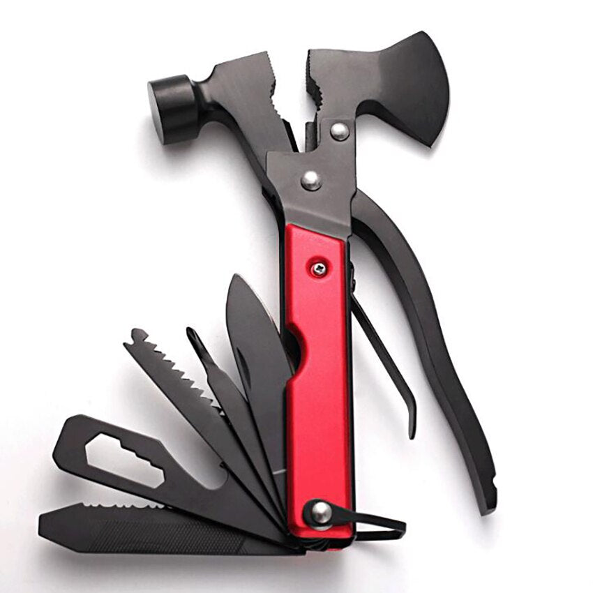 Safety Axe Hammer 15 In 1 Multifunctional Ax Pliers Saw Wrench Corkscrew Cutter Combination