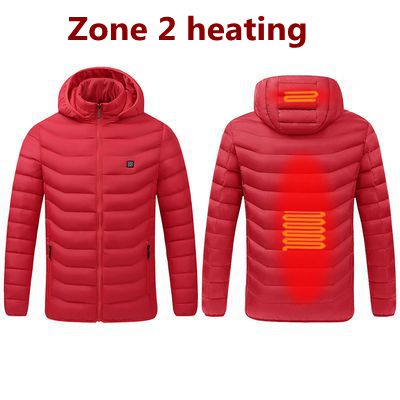 NWE Men Winter Warm USB Heating Jackets Smart Thermostat Pure Color Hooded Heated Jackets