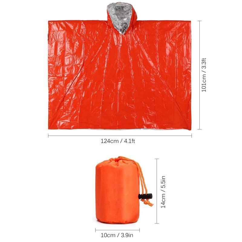 Emergency Blanket Aluminum Film Poncho Raincoat Outdoor Survival Tool Warmer