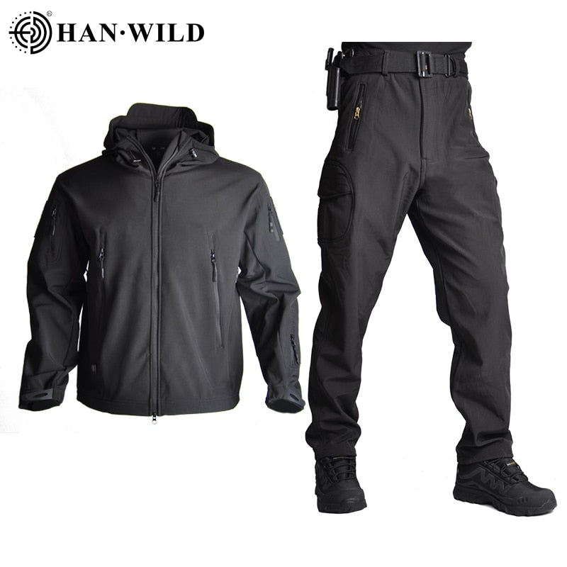 5XL Tactical Clothing Jackets + Pants Men Soft Fleece Jacket Army Windproof