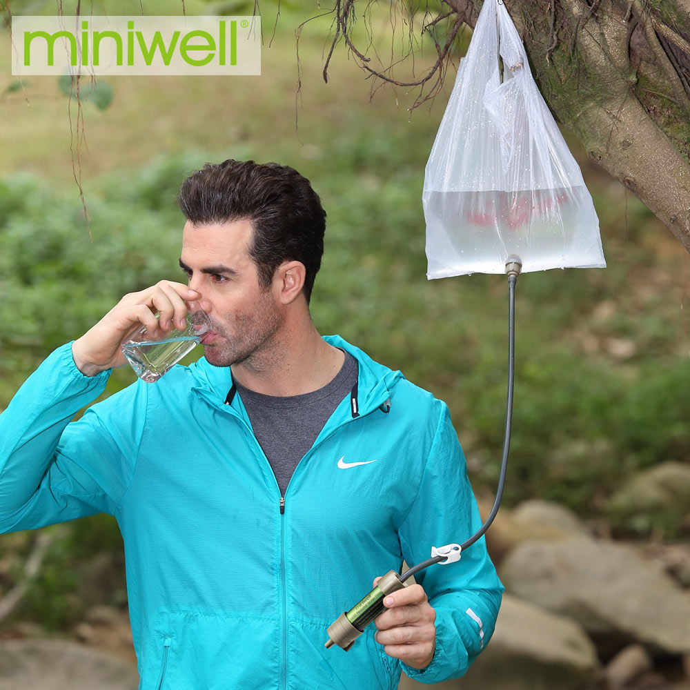 Miniwell Portable Camping Water Filter System with 2000 Liters Filtration Capacity for Outdoor