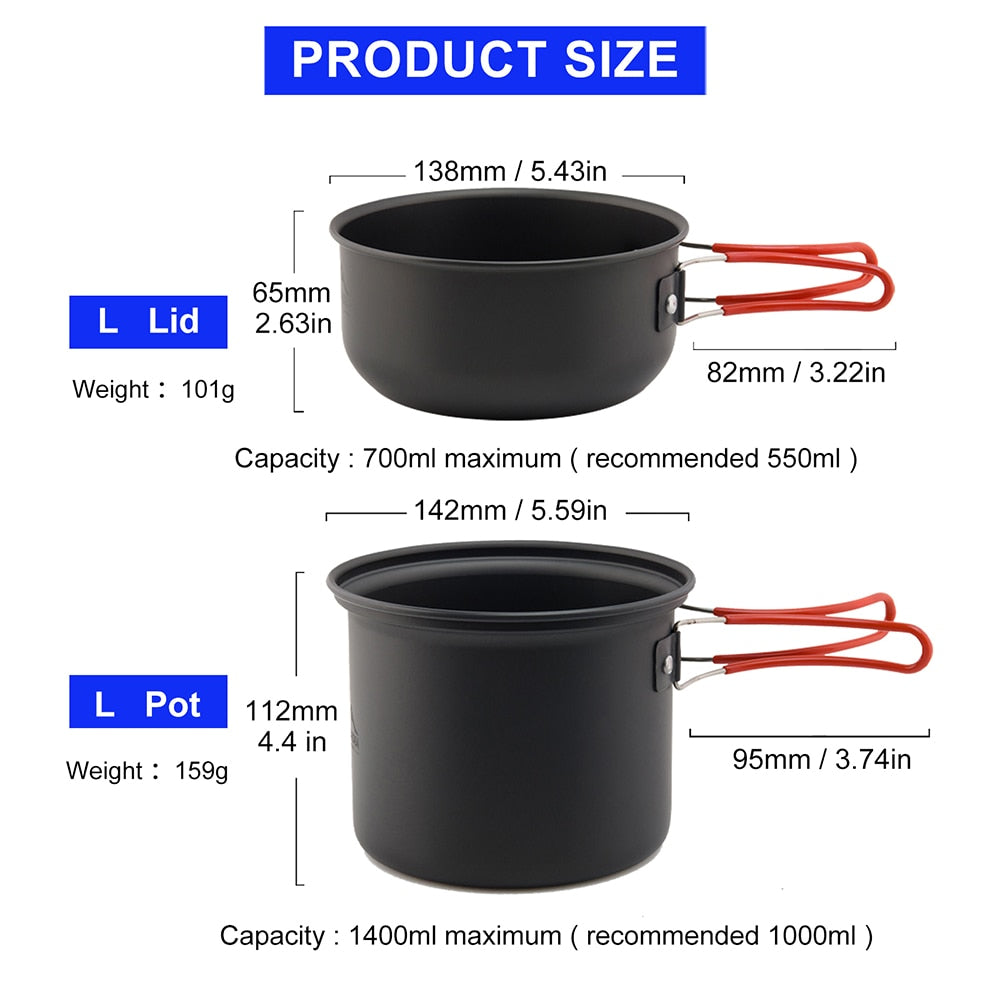 Widesea Camping Cookware Outdoor Cooking Set Tableware Tourist Kitchen Camping Pot