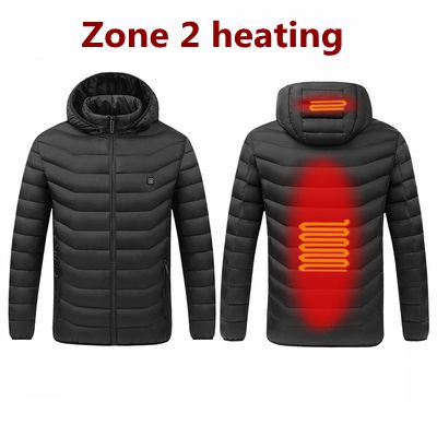 NWE Men Winter Warm USB Heating Jackets Smart Thermostat Pure Color Hooded Heated Jackets