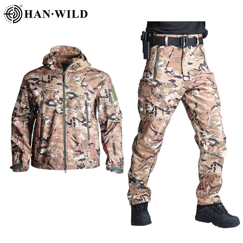 5XL Tactical Clothing Jackets + Pants Men Soft Fleece Jacket Army Windproof