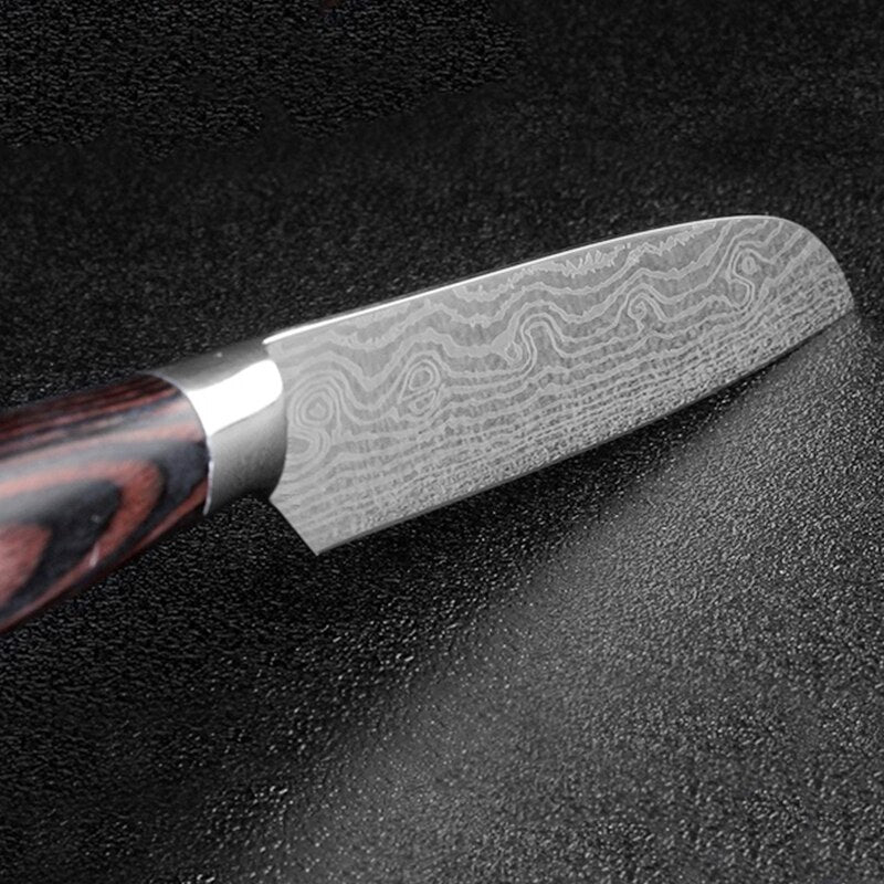 Knife Set Kitchen 3PCs Japanese Chef Knives Laser Damascus Pattern  Stainless Steel Cleaver Slicing